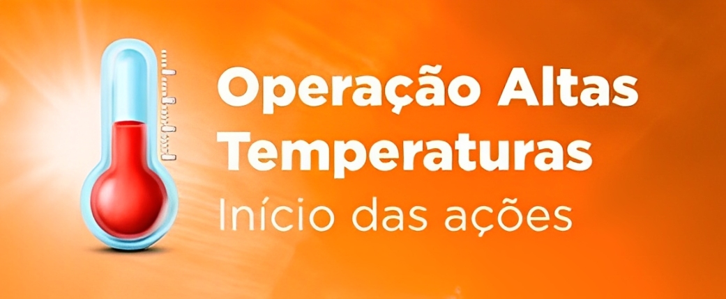 Arte gráfica de fundo laranja com o desenho de um termômetro do lado esquerdo e no centro da imagem há a frase 