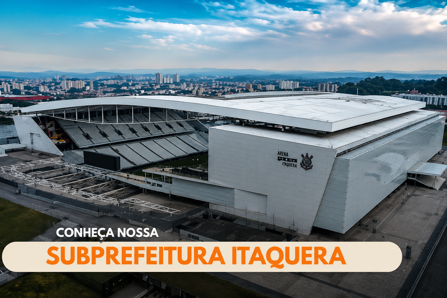 Aqui está uma descrição de acessibilidade (#PraCegoVer) para a imagem a8928b79-7b1d-4fbb-9c03-865ee7952fea.png:  Descrição da Imagem Uma fotografia aérea em ângulo plongée (de cima para baixo) mostra a Neo Química Arena (identificada na imagem pelo seu nome anterior, 