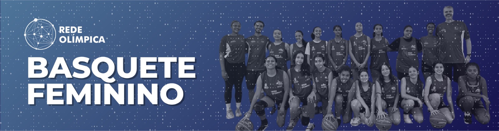 Na imagem, está presente o time de basquete feminino do projeto Rede Olimpica.