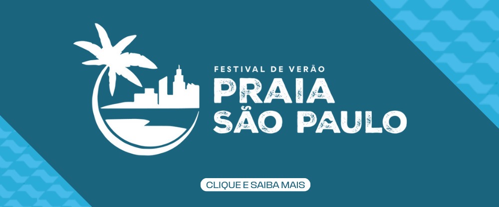 Na imagem, arte de divulgação do Festival de Verão Praia São Paulo 2026.