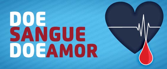 Doe sangue, doe amor. Imagem de fundo azul