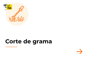 Em fundo branco, a imagem traz no canto superior esquerdo um círculo bege-claro com um ícone em linhas alaranjadas, mostrando uma roçadeira aparando a grama. No canto superior esquerdo do próprio círculo, há um selo amarelo com a inscrição 